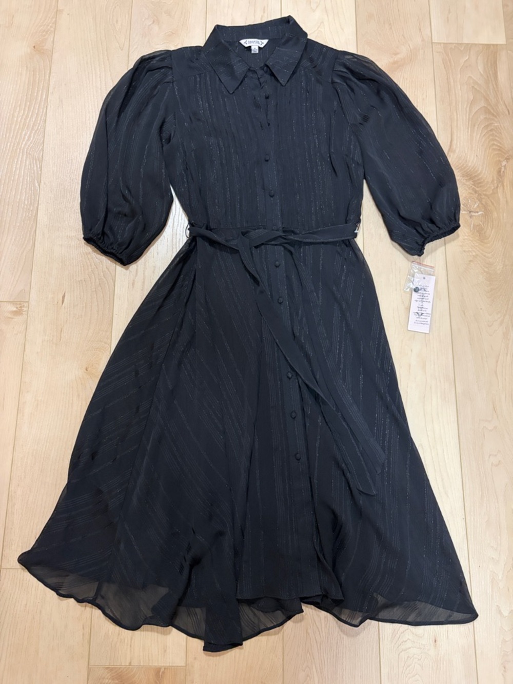 Nanette Nanette Lepore Sheer Shirt Dress, Black/Metallic Silver, sz 4
